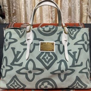 LOUIS VUITTON ❤️🌟 TH1078 MONOGRAM TAHITIENNE GM CABAS GREEN BAG ⭐️